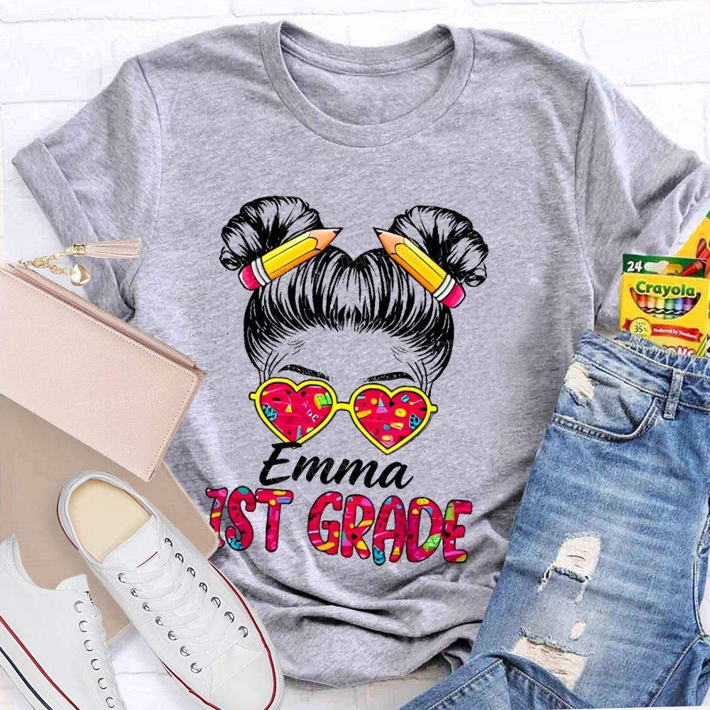 Personalized Name And Grade Hello 1st Grade Teacher T-shirt
