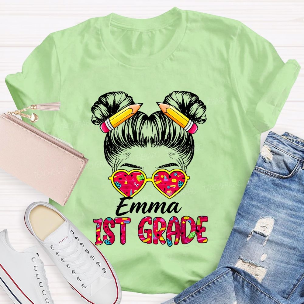 Personalized Name And Grade Hello 1st Grade Teacher T-shirt
