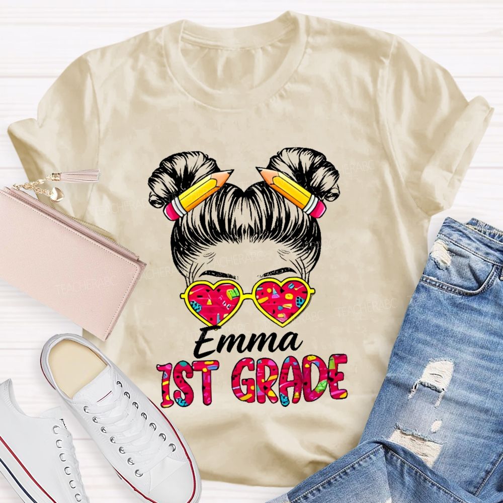 Personalized Name And Grade Hello 1st Grade Teacher T-shirt