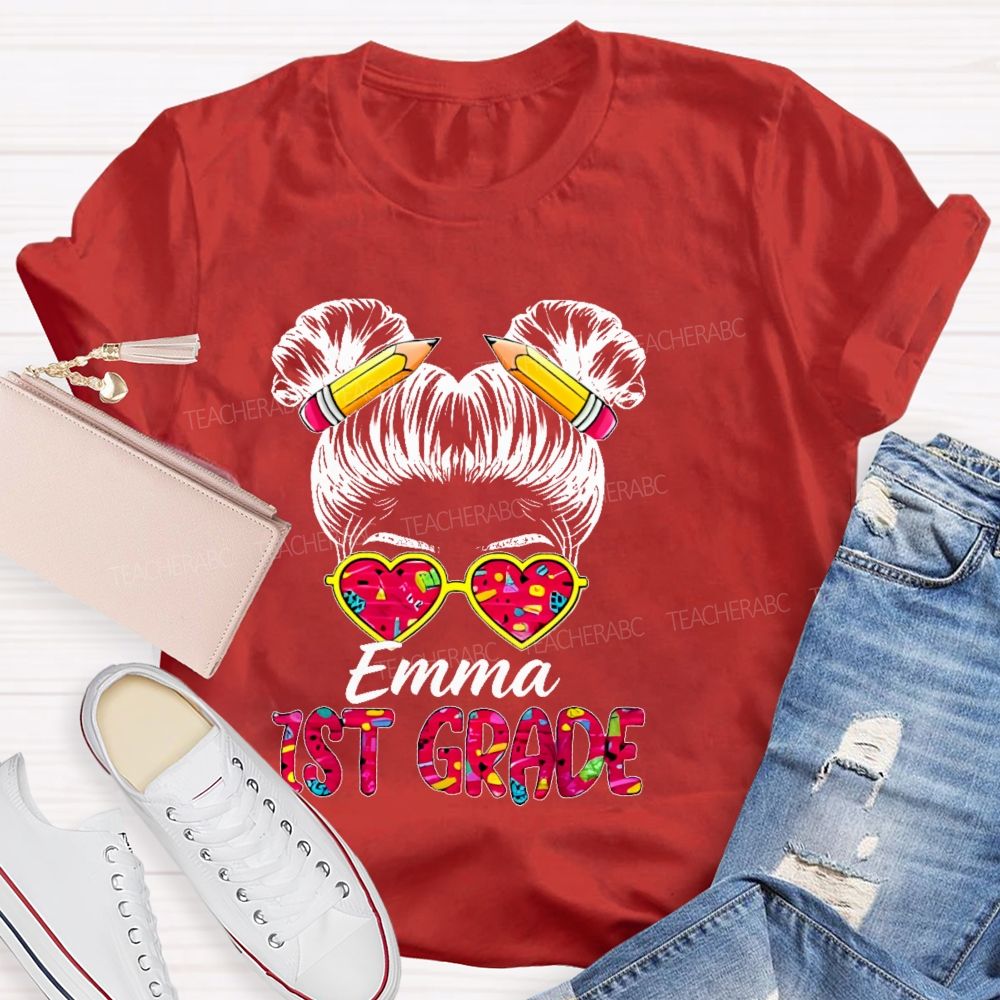 Personalized Name And Grade Hello 1st Grade Teacher T-shirt