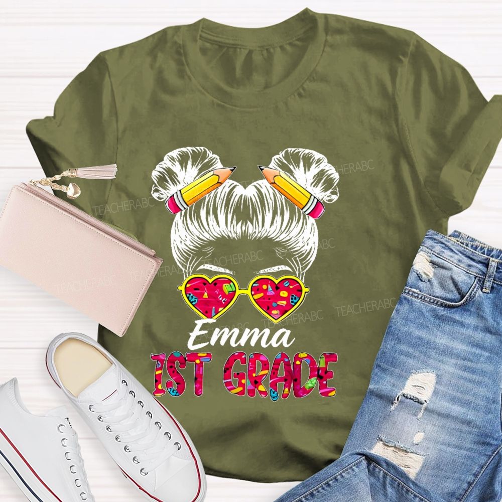 Personalized Name And Grade Hello 1st Grade Teacher T-shirt