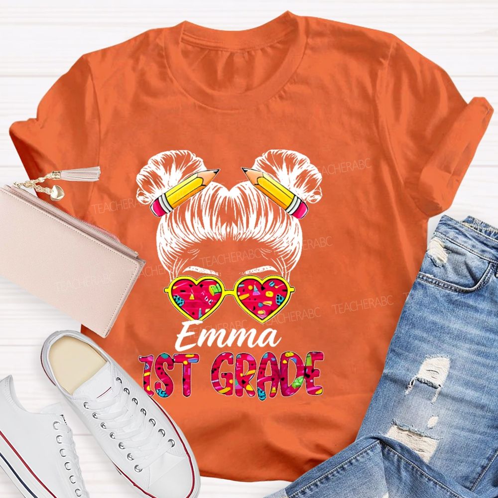 Personalized Name And Grade Hello 1st Grade Teacher T-shirt