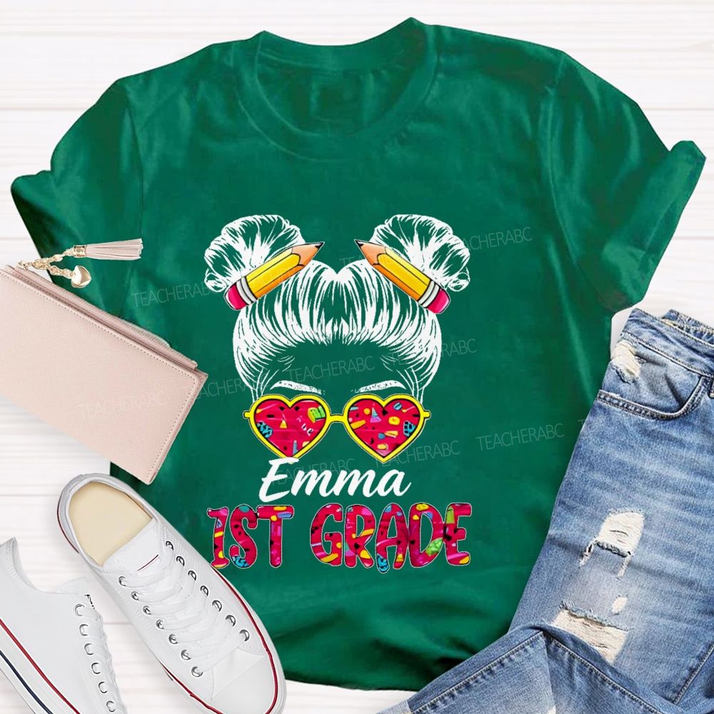 Personalized Name And Grade Hello 1st Grade Teacher T-shirt