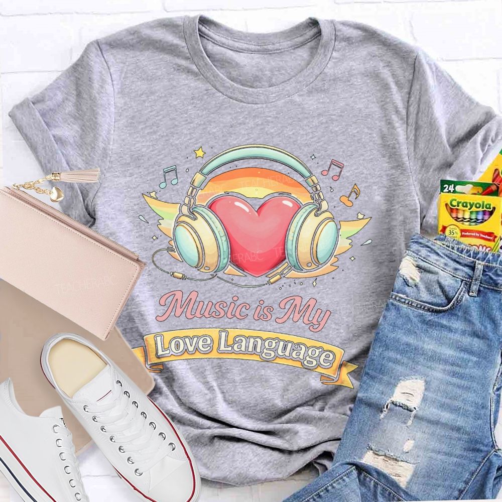 Music Is My Love Language Pattern Teacher T-shirt