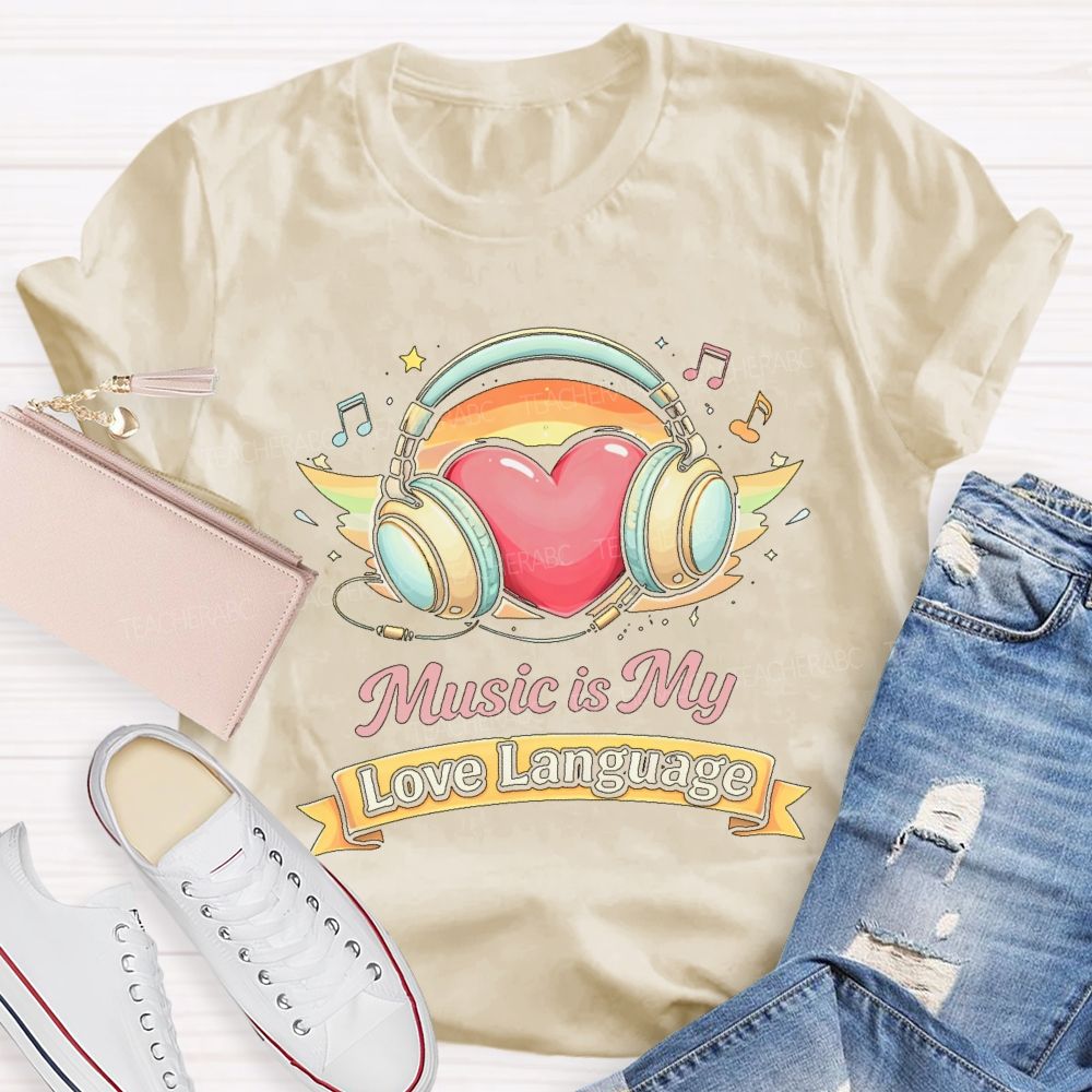 Music Is My Love Language Pattern Teacher T-shirt