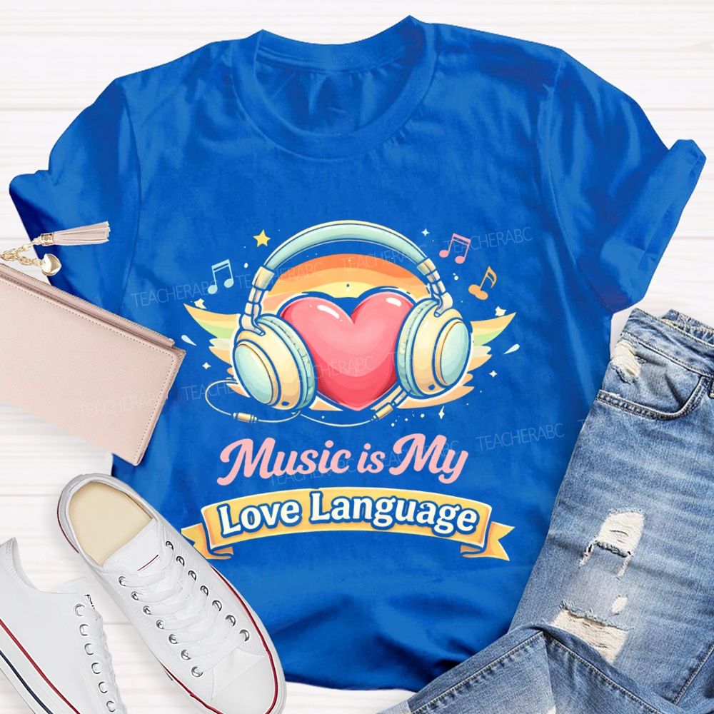 Music Is My Love Language Pattern Teacher T-shirt