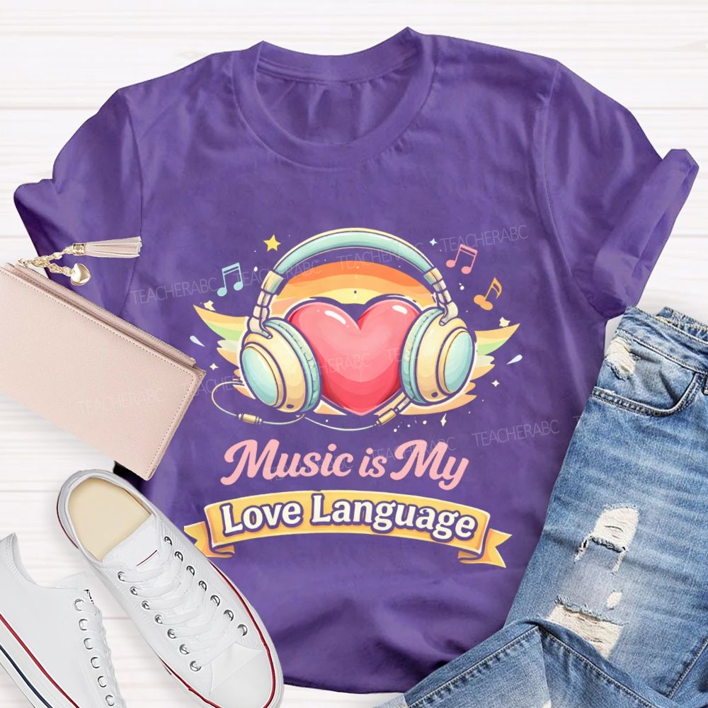 Music Is My Love Language Pattern Teacher T-shirt