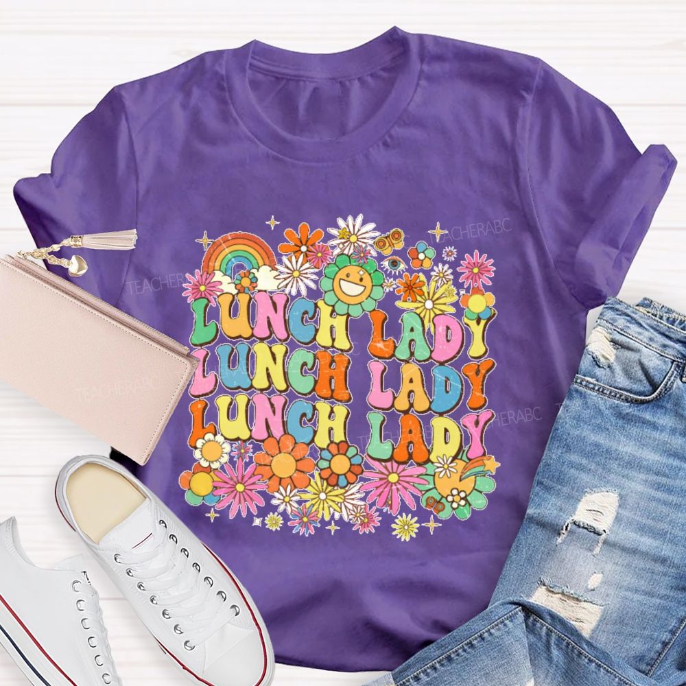Lunch Lady Flowers Pattern Teacher T-shirt