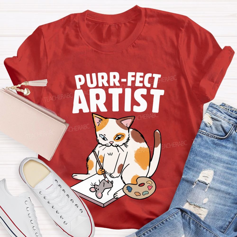 Purrfect Artist Teacher T-Shirt