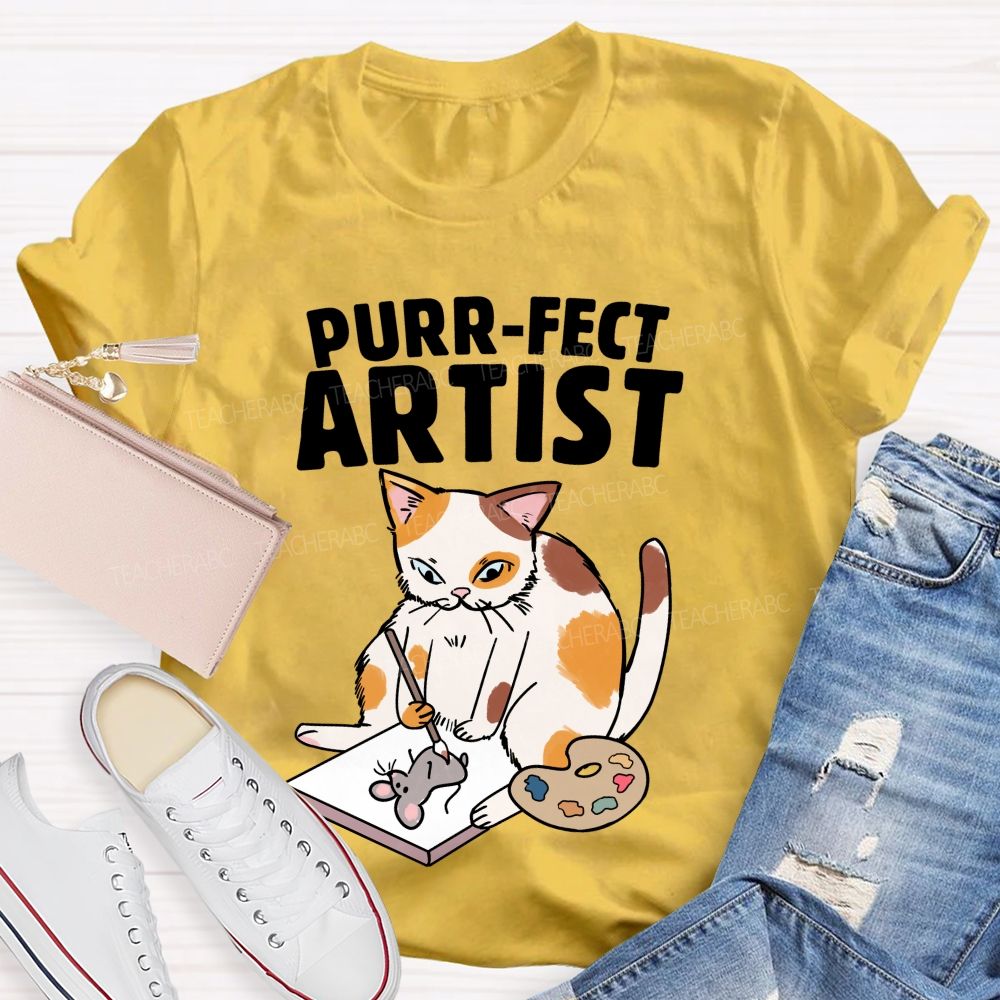 Purrfect Artist Teacher T-Shirt