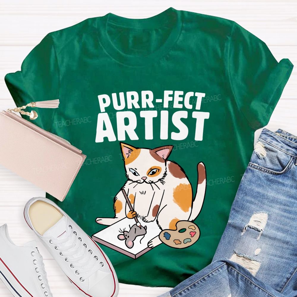 Purrfect Artist Teacher T-Shirt