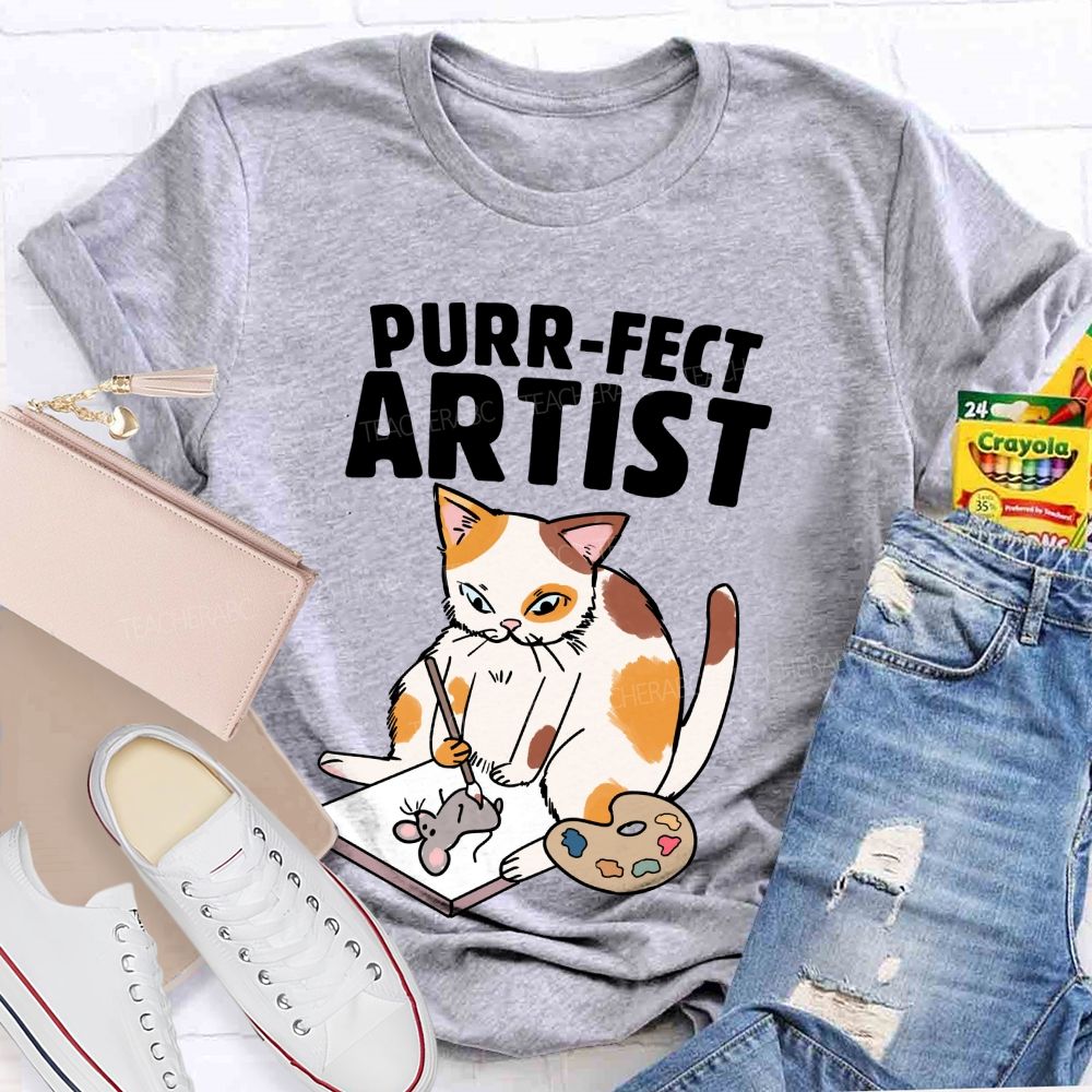 Purrfect Artist Teacher T-Shirt