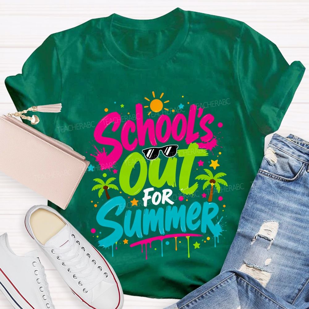 School's Out For Summer Colorful Letter Sunshine Teacher T-Shirt