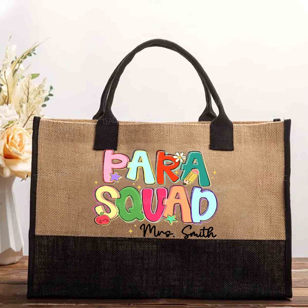 Personalized Name Para Squad Apple Star Pencil Cotton Tote Bag