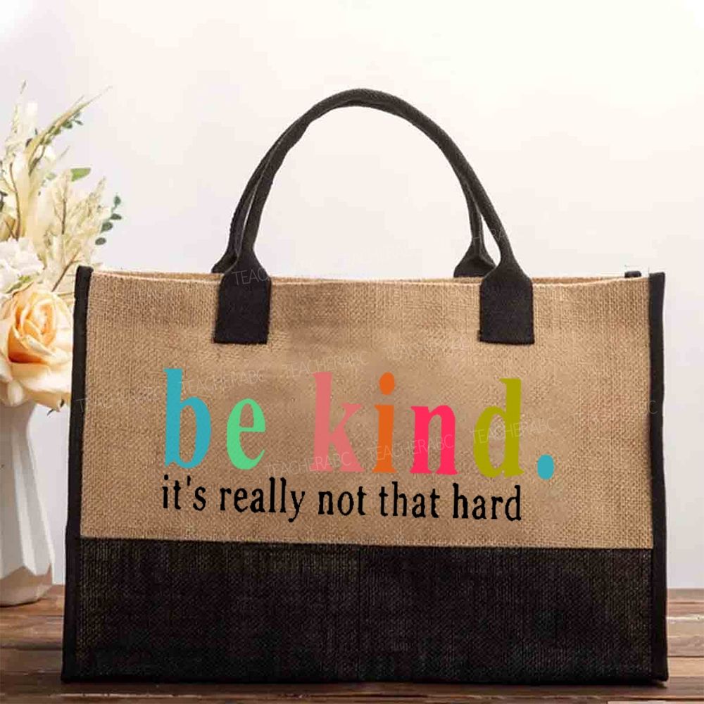 Be Kind It's Really Not That Hard Colorful Letters Cotton Tote Bag