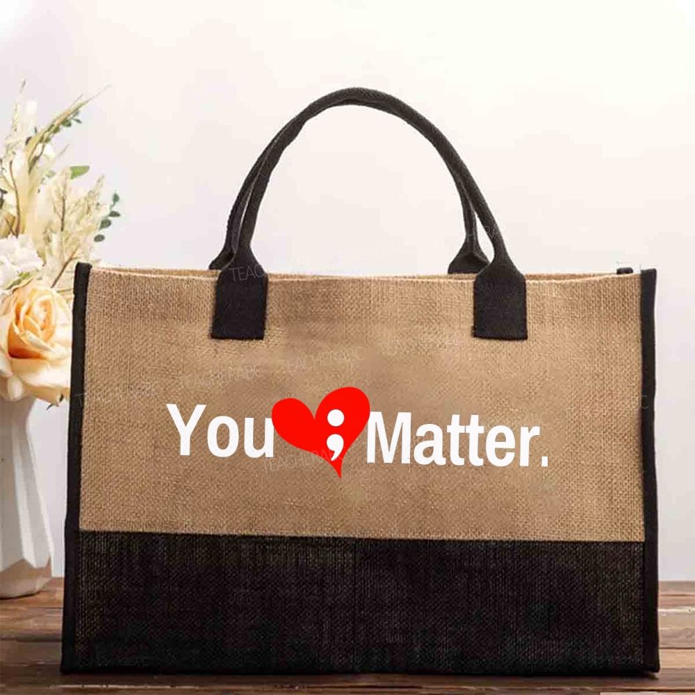 You Matter And Heart Mental Health Awareness Cotton Tote Bag