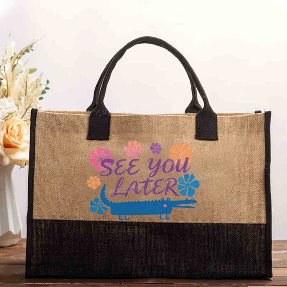 See You Later Floral Cotton Tote Bag