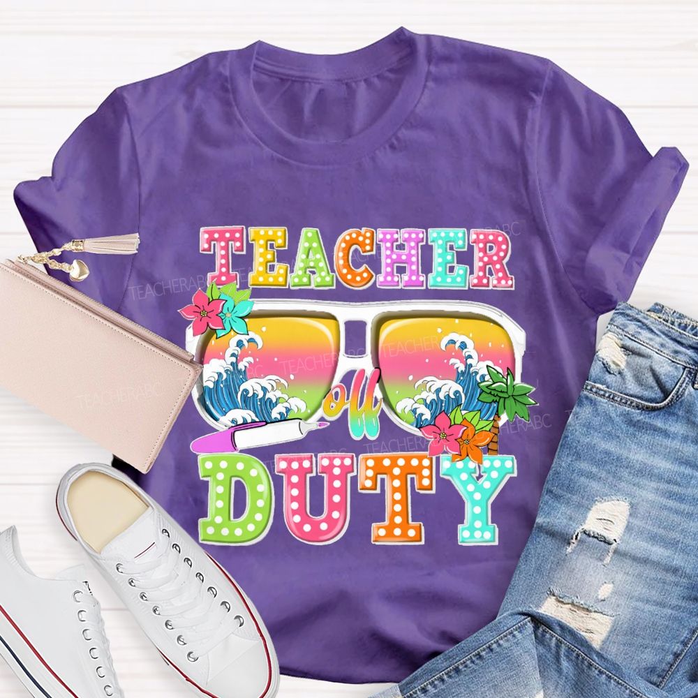 Teacher Off Duty Sunglasses With Wave Teacher T-Shirt