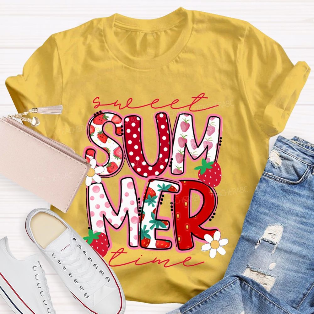 Sweet Summer Time Strawberry Teacher T-Shirt