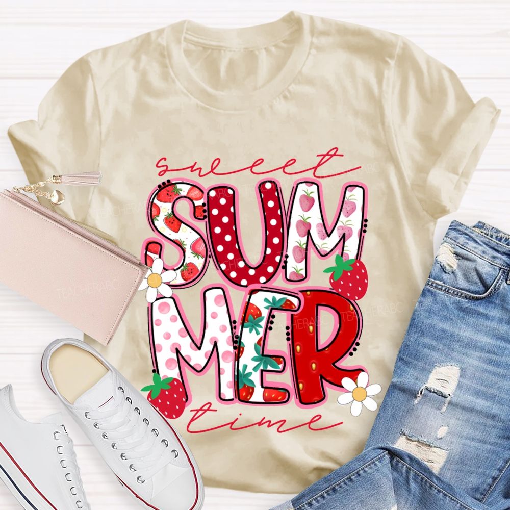 Sweet Summer Time Strawberry Teacher T-Shirt