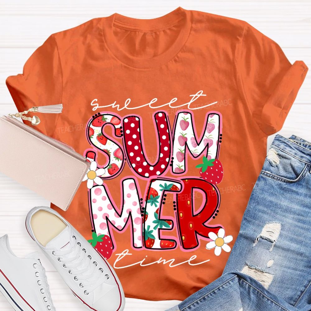 Sweet Summer Time Strawberry Teacher T-Shirt