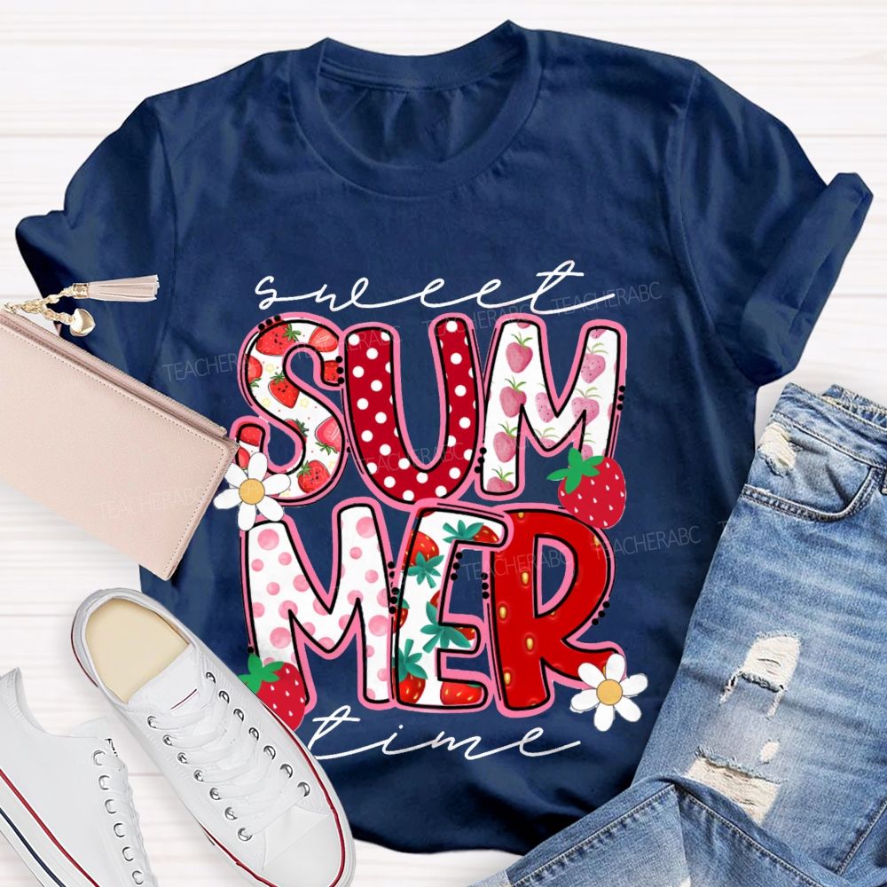 Sweet Summer Time Strawberry Teacher T-Shirt