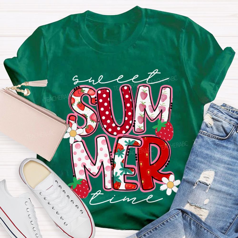 Sweet Summer Time Strawberry Teacher T-Shirt