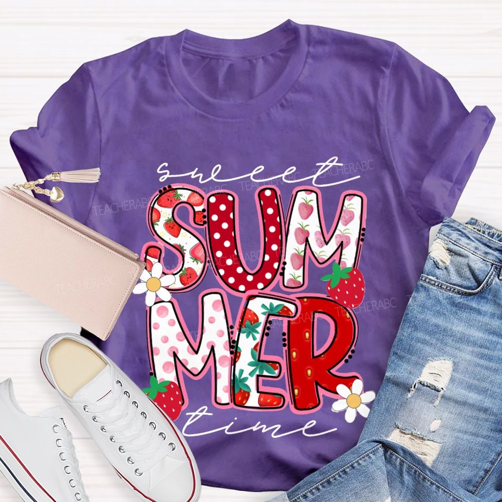 Sweet Summer Time Strawberry Teacher T-Shirt