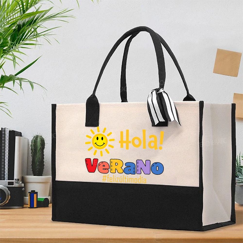 Hola verano Feliz Último Día Shunshine Cotton Tote Bag