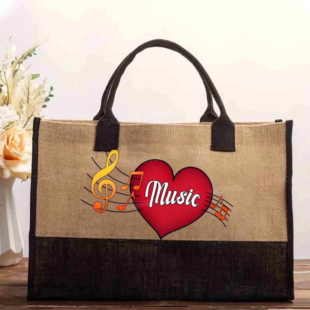 Heart Music And Musical Notes Cotton Tote Bag