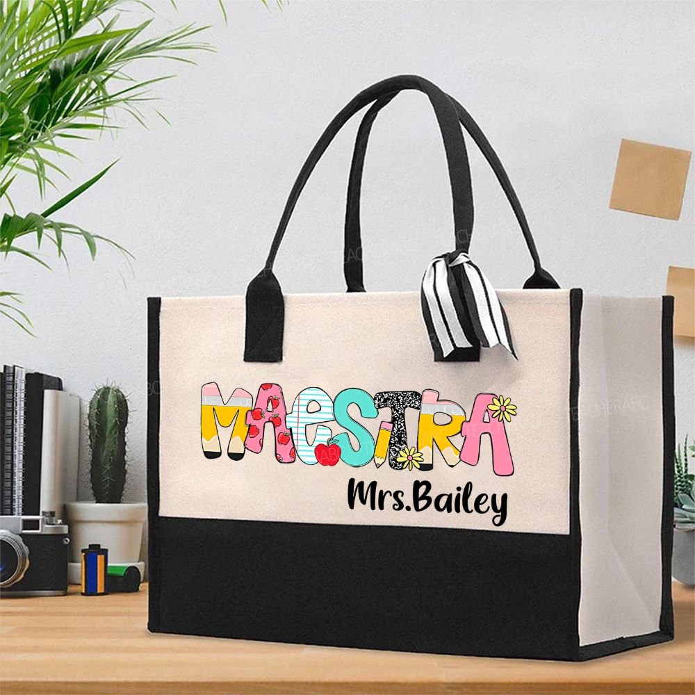 Personalized Name Maestra Cotton Tote Bag