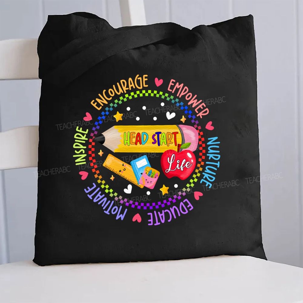Head Start Life Inspire Encourage Empower Nurture Canvas Tote Bag