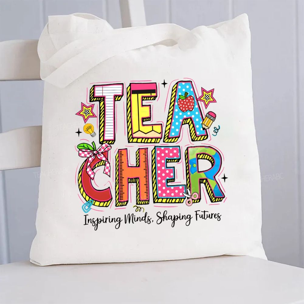 Teacher Inspiring Minds Shaping Futures Canvas Tote Bag