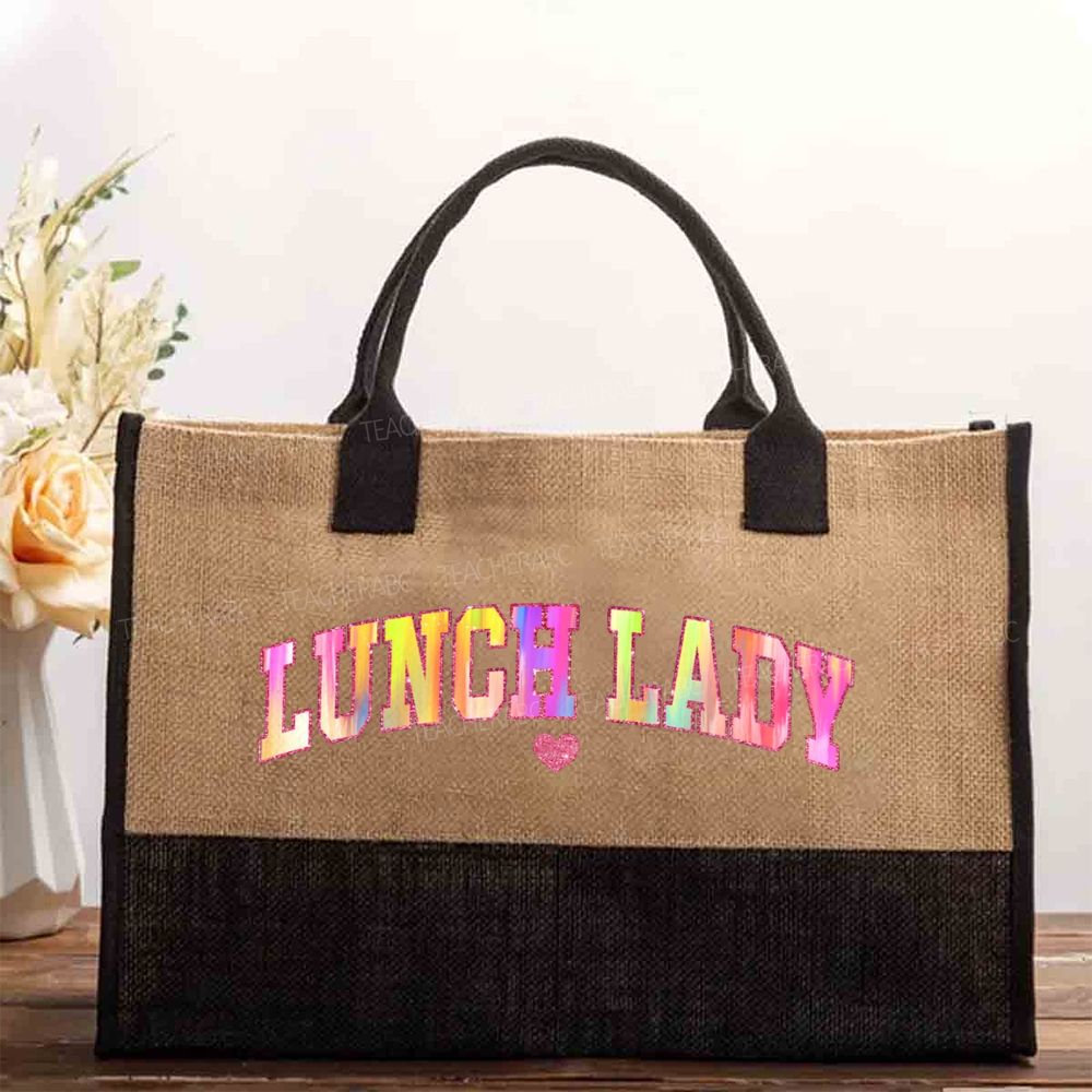 Lunch Lady Colorful Letter Cotton Tote Bag