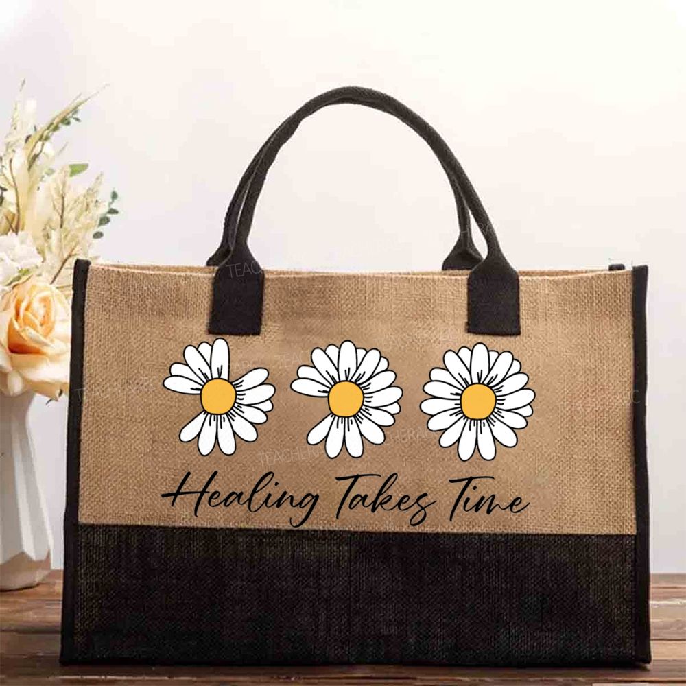 Healing Takes Time Like A Flower Missing Petals Cotton Tote Bag