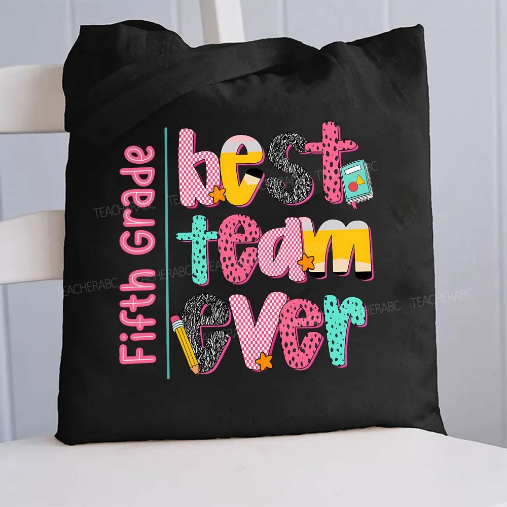 Personalized Grade Best Team Ever Canvas Tote Bag