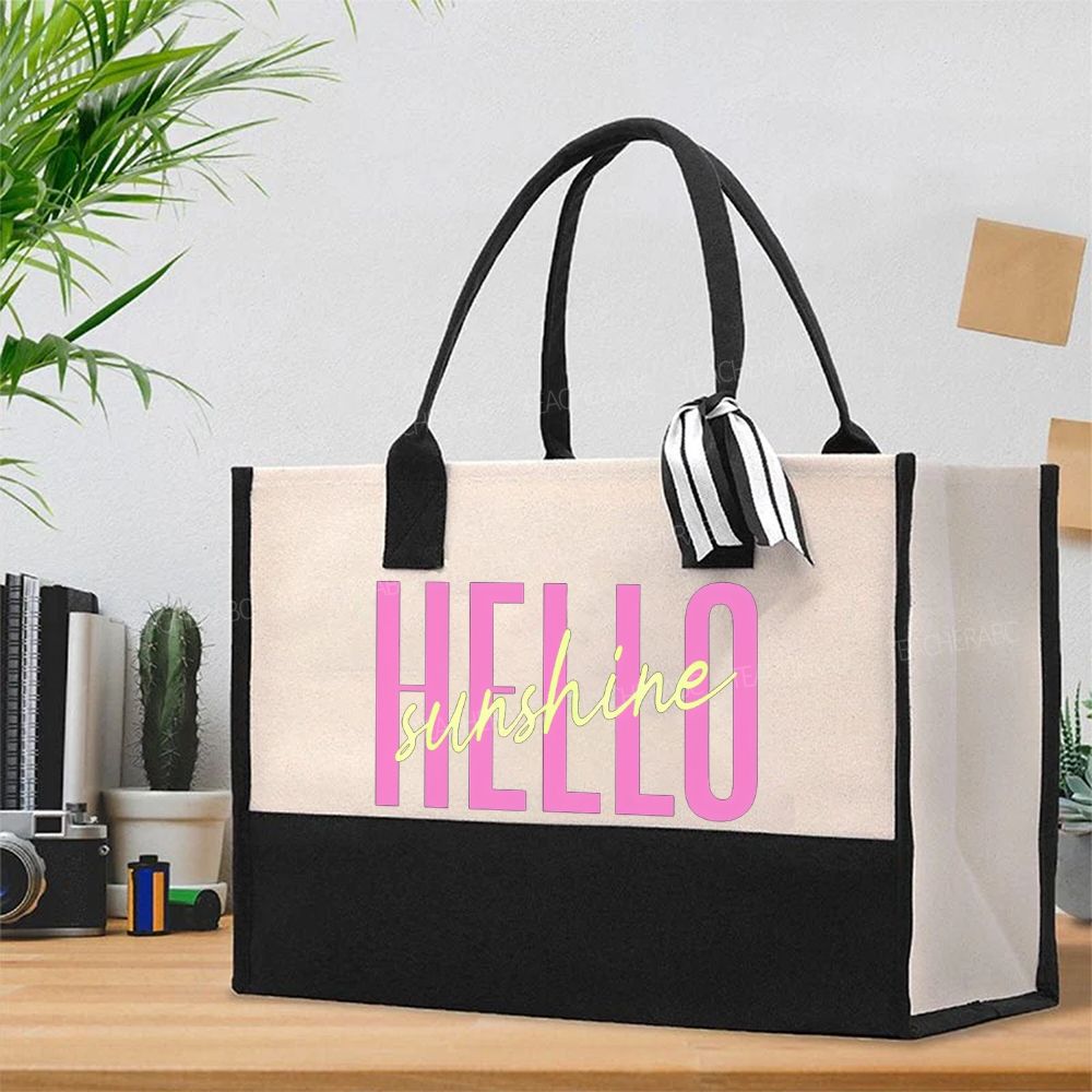 Hello Sunshine Teacher Summer Break Cotton Tote Bag