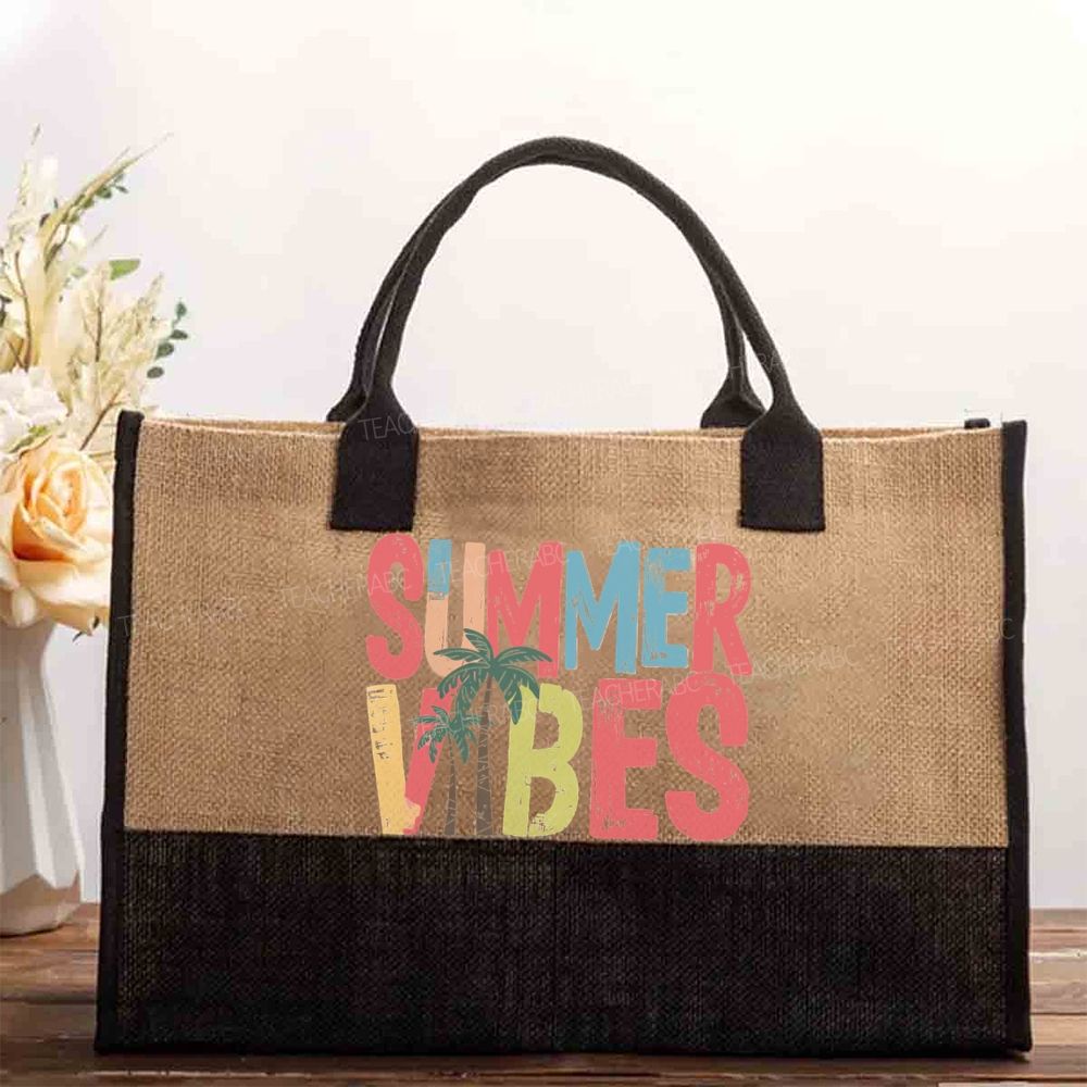 Summer Vibes Coconut Tree Cotton Tote Bag
