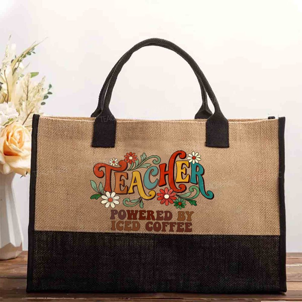 Teacher Powered By Iced Coffee Cotton Tote Bag