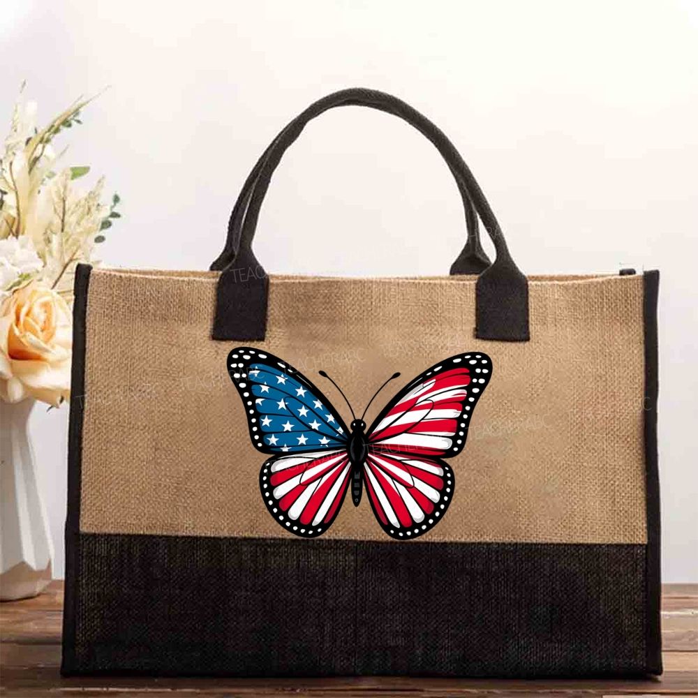 Butterfly Independence Day Cotton Tote Bag