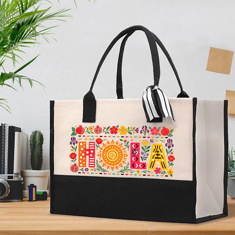 Floral Hola Cotton Tote Bag