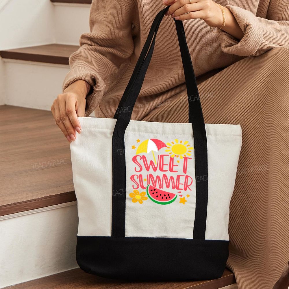 Sweet Summer Color-blocked Canvas Bag