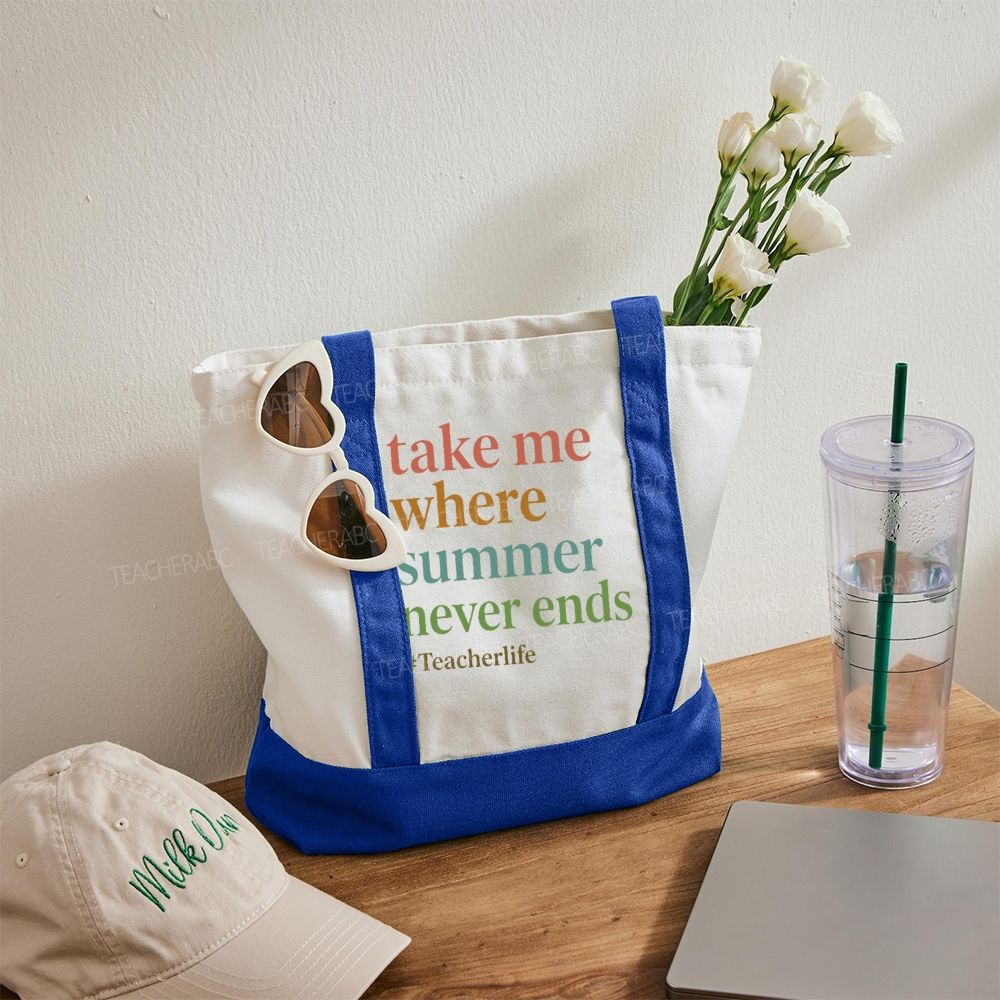 Take Me Where Summer Never Ends Teacherlife Color-blocked Canvas Bag