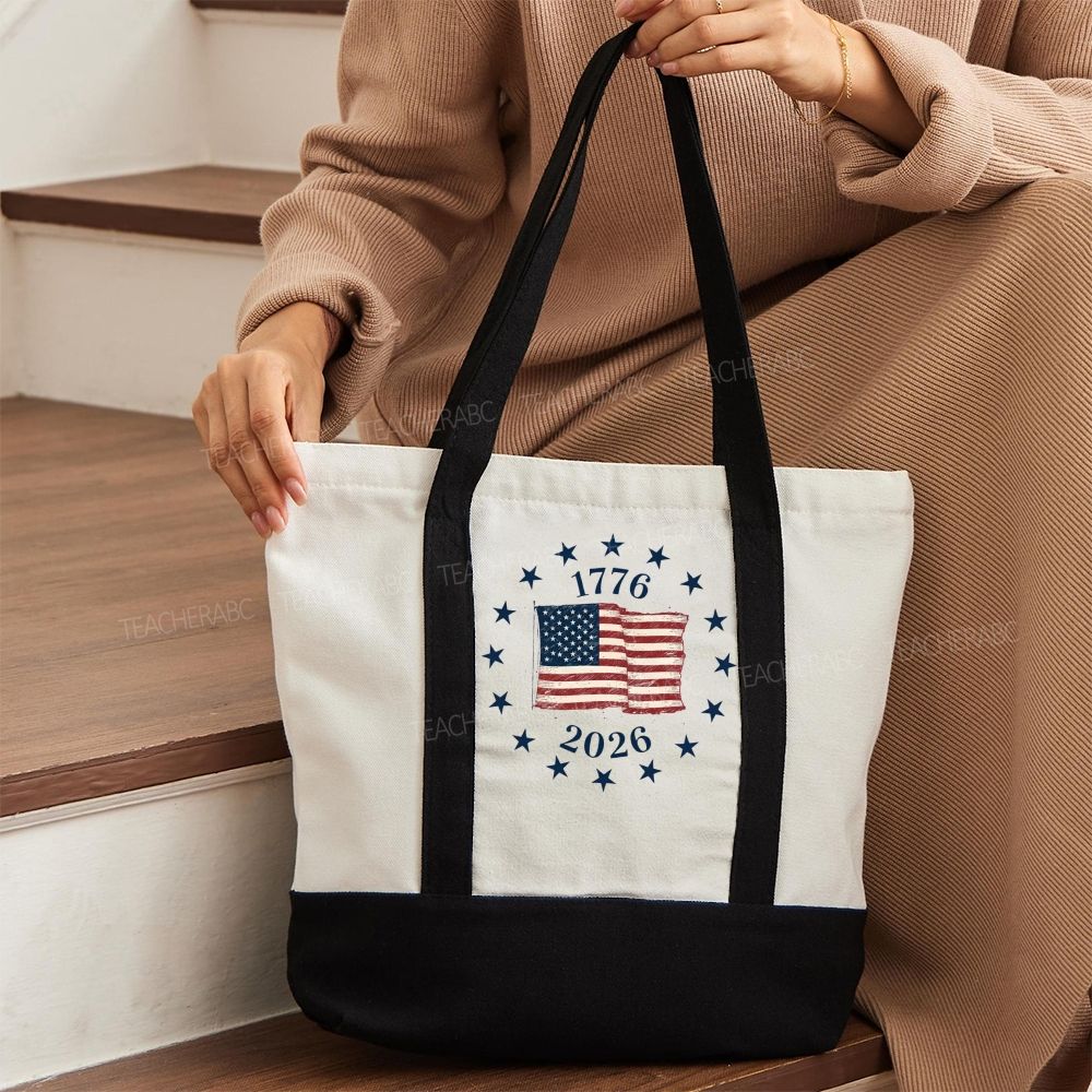 Independence Day Flag Color-blocked Canvas Bag