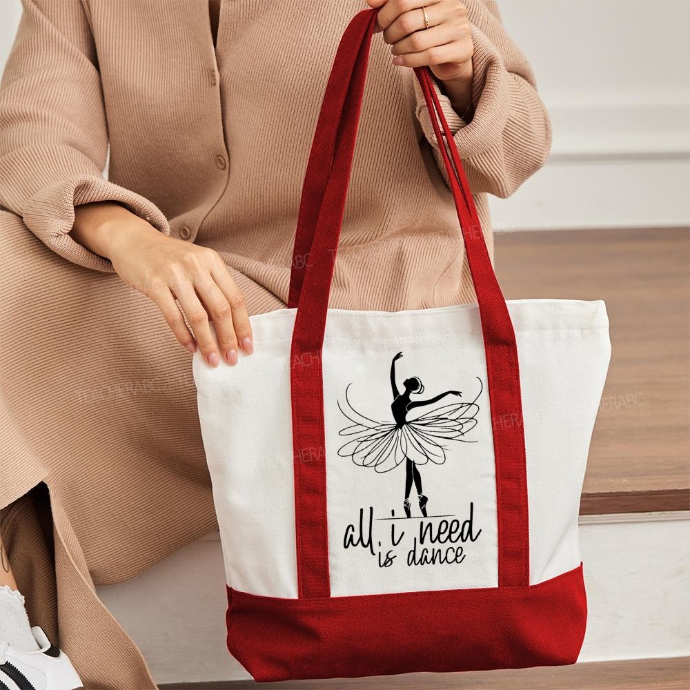 All I Need Is Dance Color-blocked Canvas Bag
