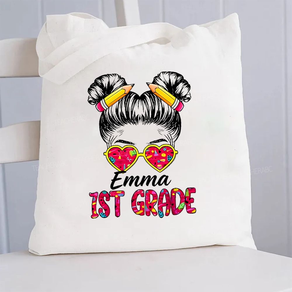 Personalized Name And Grade Teacher Canvas Tote Bag