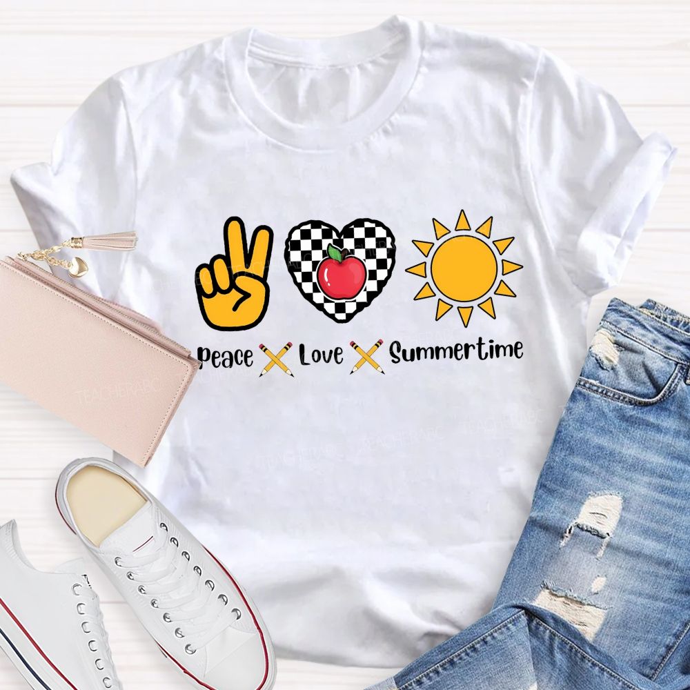 Peace Love Summertime Teacher T-shirt