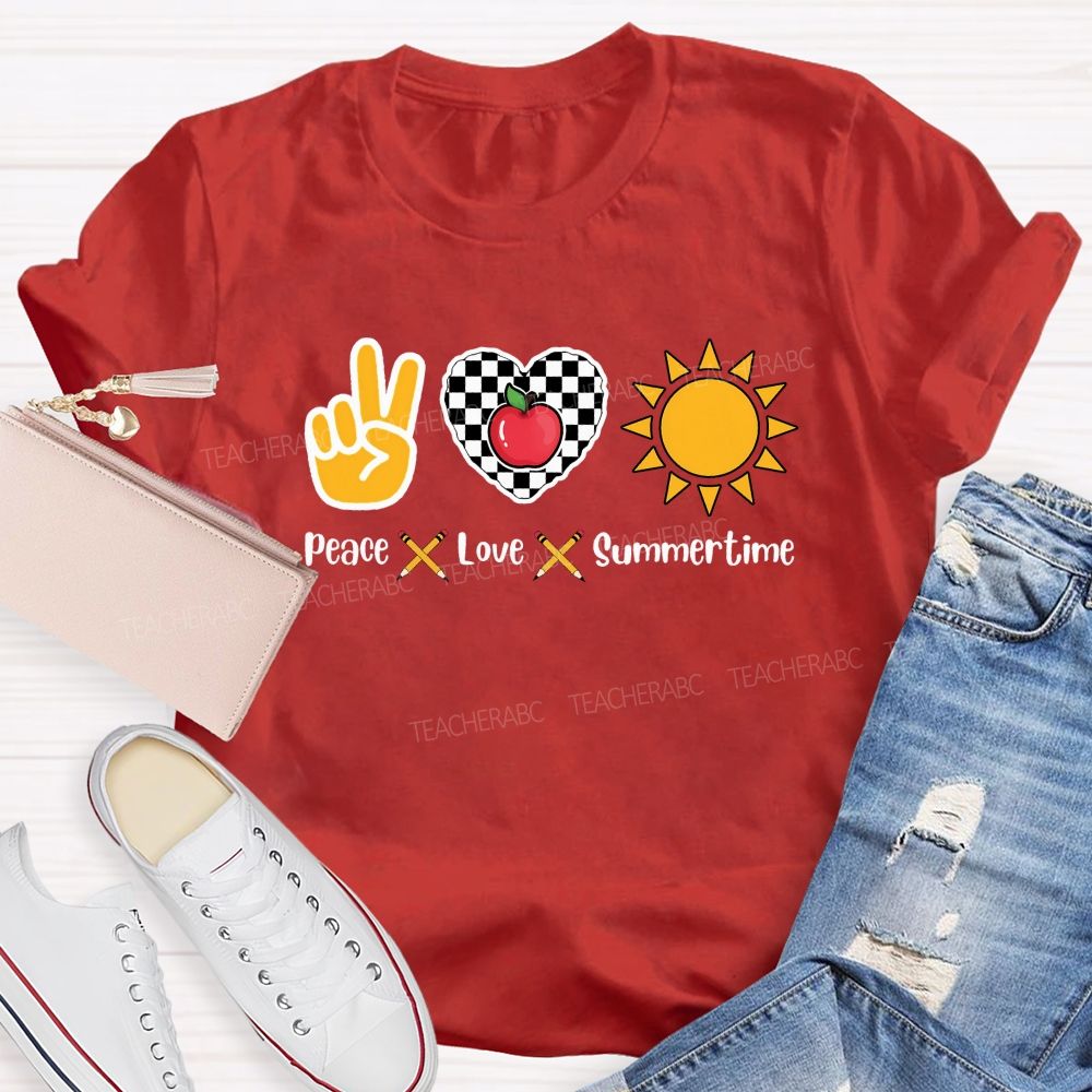 Peace Love Summertime Teacher T-shirt