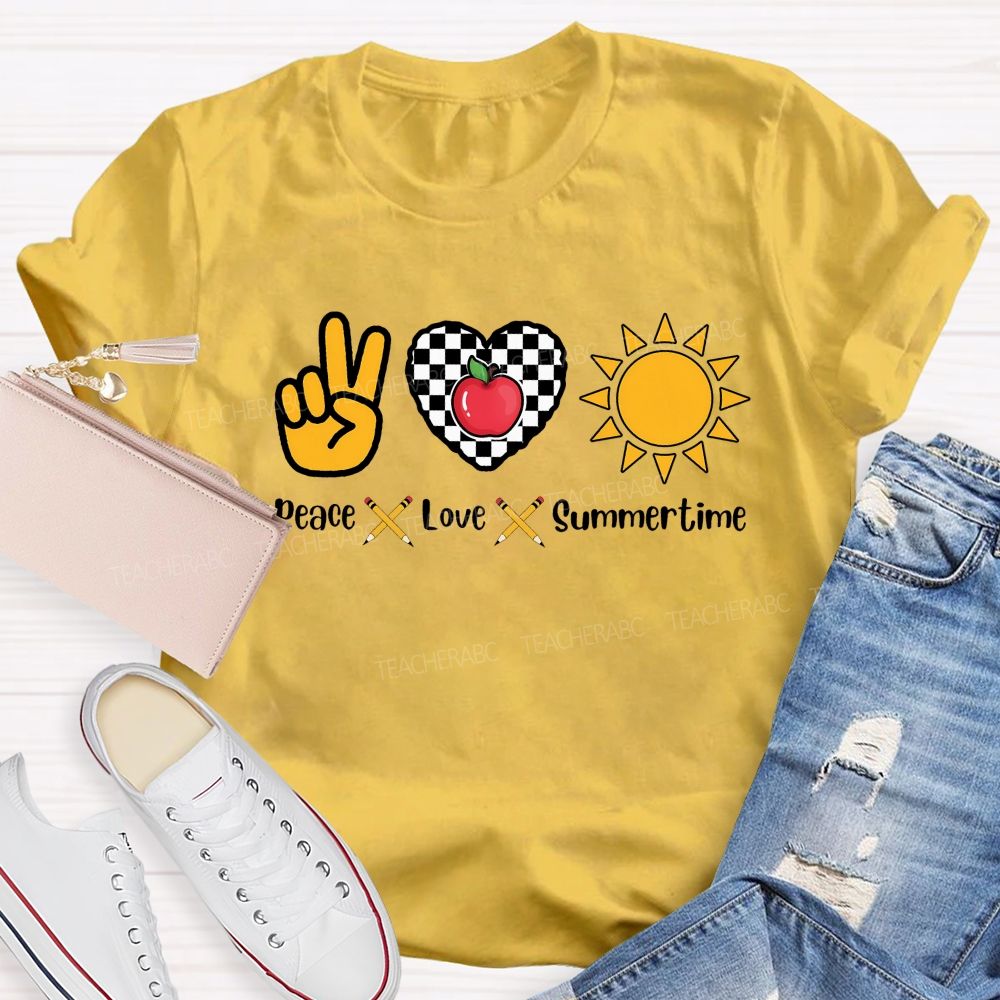 Peace Love Summertime Teacher T-shirt