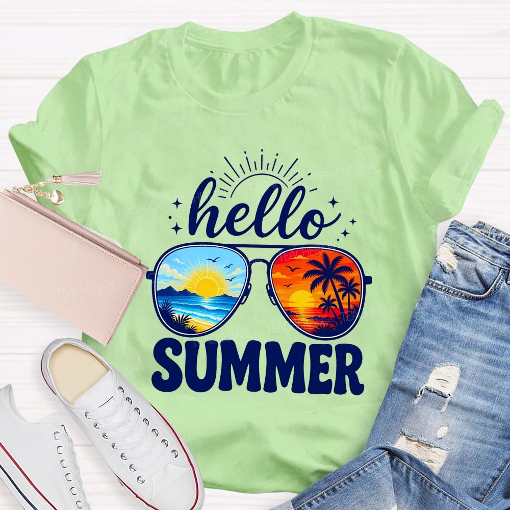 Hello Summer And Summer Break Teacher T-shirt